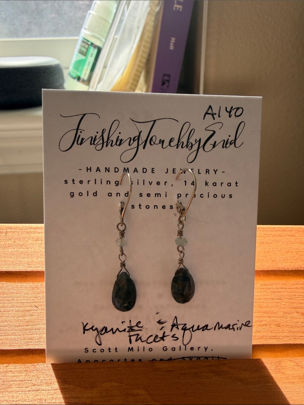 Handmade Sterling Silver Kyanite & Aquamarine Teardrop Earrings